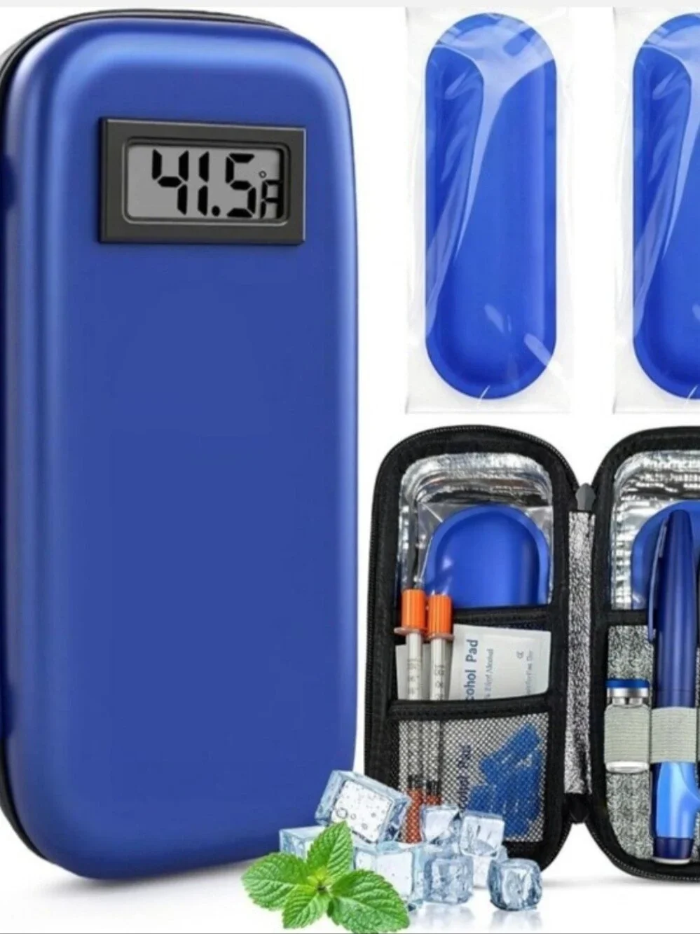 Portable Blue Power Bank with LCD Charge Meter